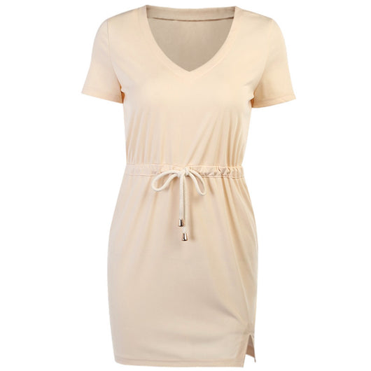 Vestido Falda de Manga Corta con Cinturón de Cordón - Image 12