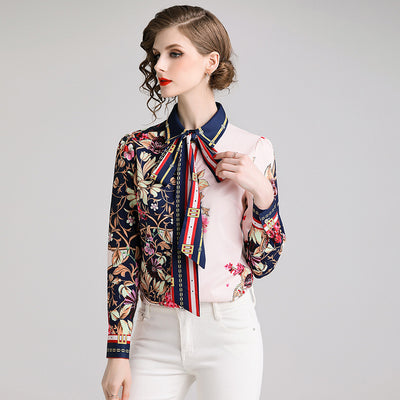 Blusa Moldeadora con Estampado de Flores y Moño - Image 5
