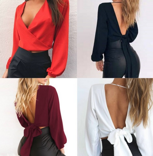 Blusa Elegante de Manga Larga con Cintura Ceñida y Forro de Gasa