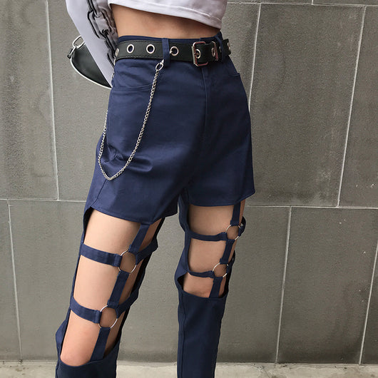 Overol Retro Hueco Cintura Alta Mujer - Pantalón Recto Holgado Estilo Europa - Image 3