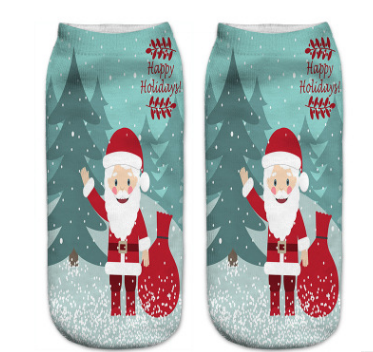 Calcetines Deportivos Navideños Cortos con Impresión 3D