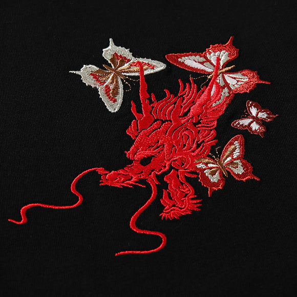 Sudadera con Capucha Dragón Bordado