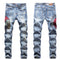 Jeans para Hombre con Bordados y Orillas Deshilachadas