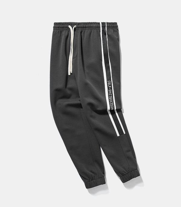 Pantalones de Chándal Retro para Hombre con Cintura Elástica y Franjas Laterales