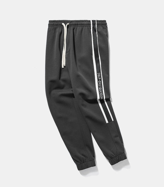 Pantalones de Chándal Retro para Hombre con Cintura Elástica y Franjas Laterales