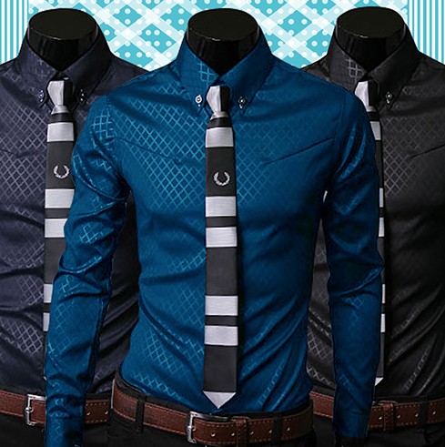Camisa de Cuadros Oscuros para Hombre - Manga Larga Casual Talla Grande