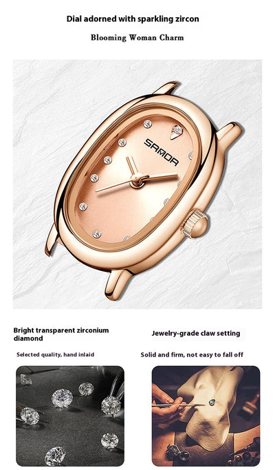 Reloj de Cuarzo para Mujer con Correa de Cuero y Acero Inoxidable Resistente al Agua - Image 11