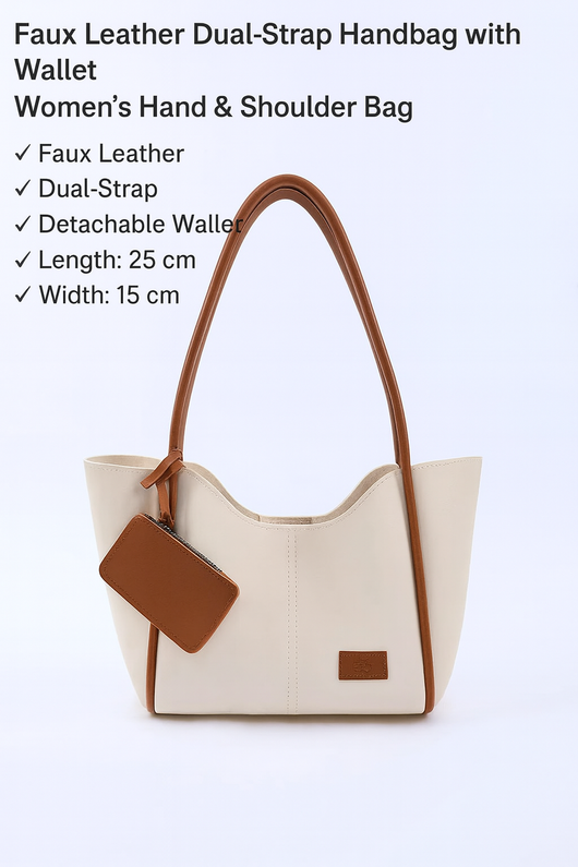 Bolso de Cuero Sintético Cream Tan - Bandolera y Hombro con Billetera y Neceser - Image 6