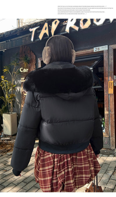 Chaqueta Acolchada Corta de Algodón con Cuello de Pelaje - Image 23