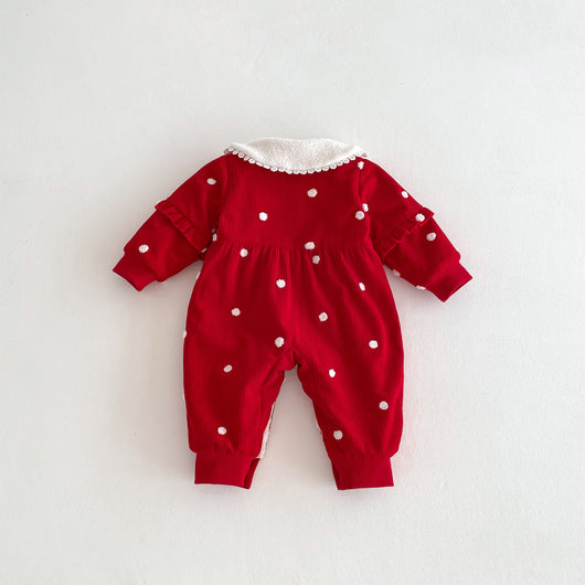 Pijama Enterizo Térmico para Bebé con Forro Polar Lunares Rojo - Image 13