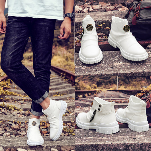 Botas de Cuero para Hombre - Diseño Versátil de Caña Media - Image 7
