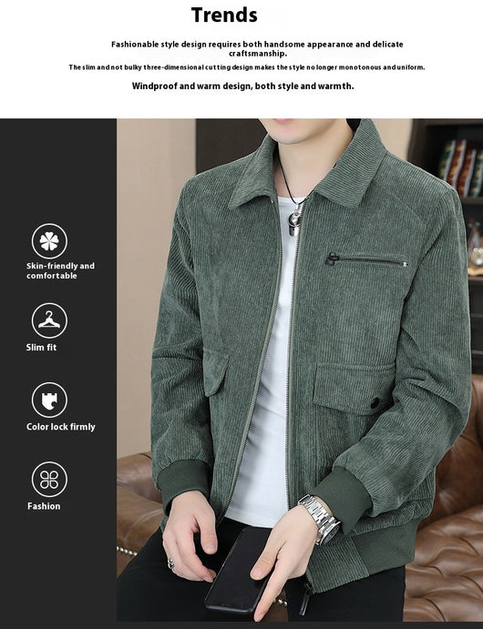 Abrigo de Pana Estilo Coreano Japonés con Solapa - Uniforme Moderno - Image 16