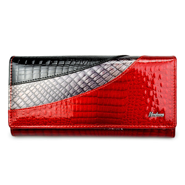 Cartera de Cuero de Vaca con Botones Magnéticos para Mujer