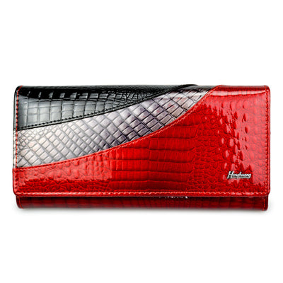 Cartera de Cuero de Vaca con Botones Magnéticos para Mujer