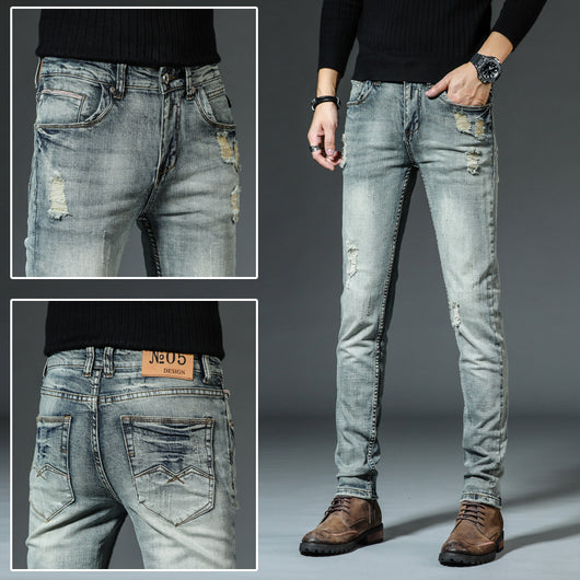 Jeans Retro Slim Fit para Hombre - Corte Recto Clásico Otoño Invierno - Image 9