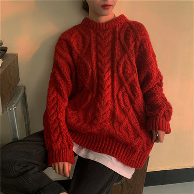 Suéter Retro Saint Rojo Tejido Suelto para Mujer - Image 4