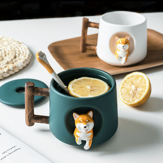 Taza de Cerámica Shiba Inu y Corgi para Parejas