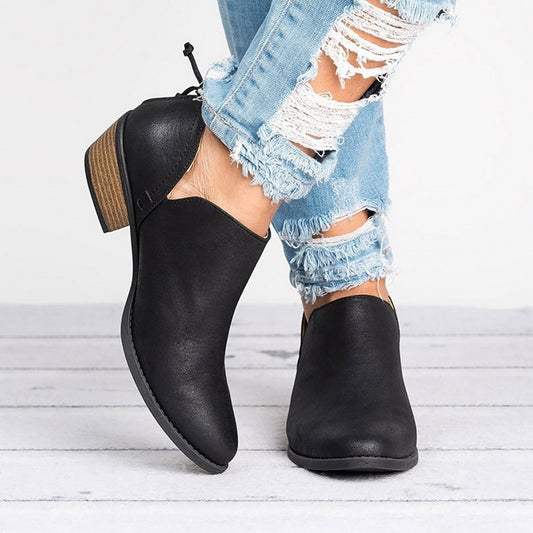 Botas Cortas para Mujer con Moño Mariposa y Tacón Medio - Punta Fina - Image 2