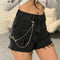 Shorts Vaqueros de Talle Alto con Cadena y Pierna Ancha