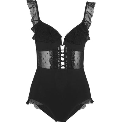 Traje de Baño Enterizo con Cuello de Encaje