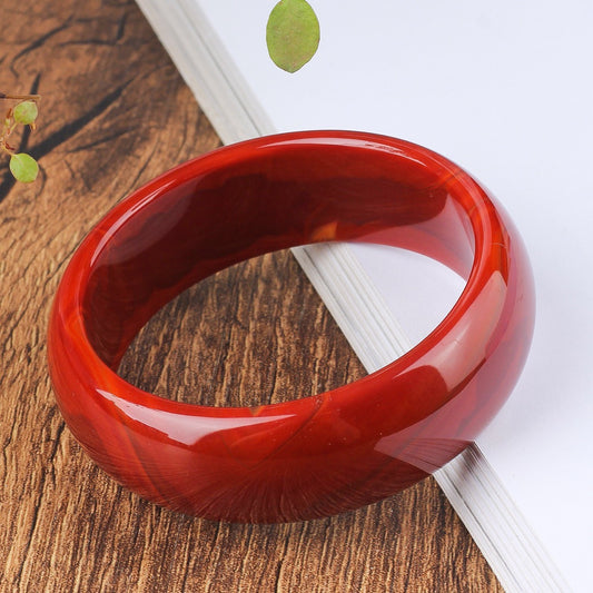 Pulsera de Jade Natural y Ónice - Brazalete Ancho Pulido Translúcido para Mujer