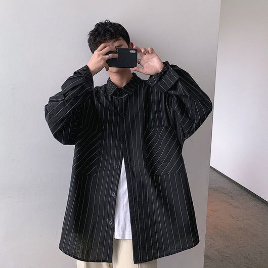 Camisa Manga Larga Rayas Coreana para Hombre - Estilo Moderno y Elegante - Image 4