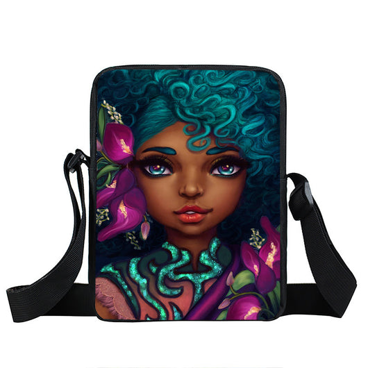 Bolso Diagonal con Diseño de Niña Afro - Negro - Image 13