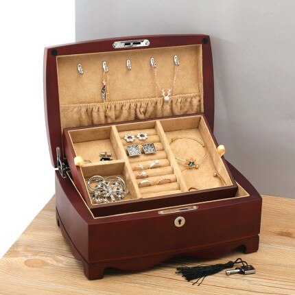 Joyero de Madera Retro Multicapa - Organizador de Joyas Elegante