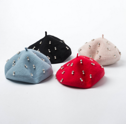 Boina de Lana con Strass Elegante