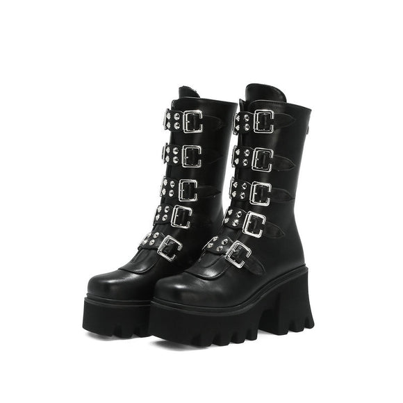 Botas Martin Plataforma Estilo Punk para Mujer