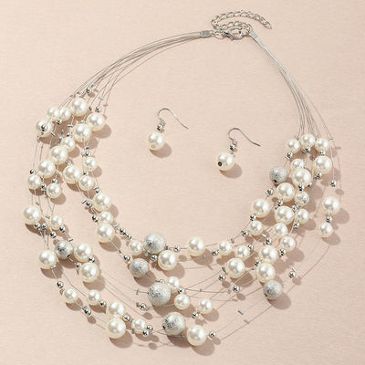 Collar Colgante de Perlas Multicapa Elegante