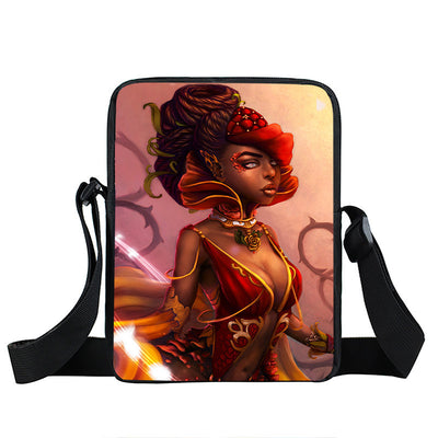 Bolso Diagonal con Diseño de Niña Afro - Negro - Image 11