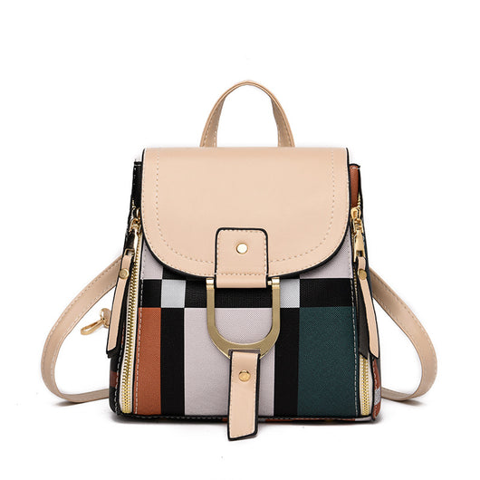 Mochila Cuadriculada para Mujer: Bolsa Escolar y de Viaje