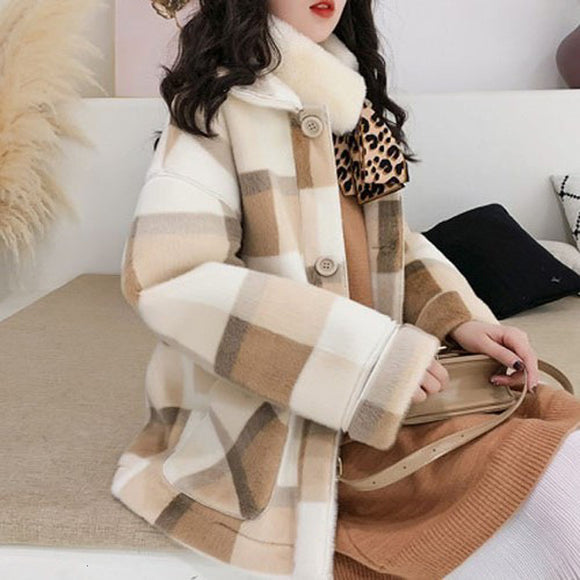 Abrigo de Lana y Pelaje Sintético para Mujer - Colección Premium