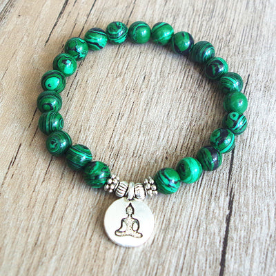 Pulsera de Malachita Natural con Buda Loto y Colgante OHM - Yoga y Meditación - Image 5