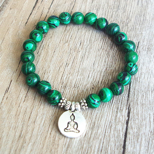Pulsera de Malachita Natural con Buda Loto y Colgante OHM - Yoga y Meditación - Image 5