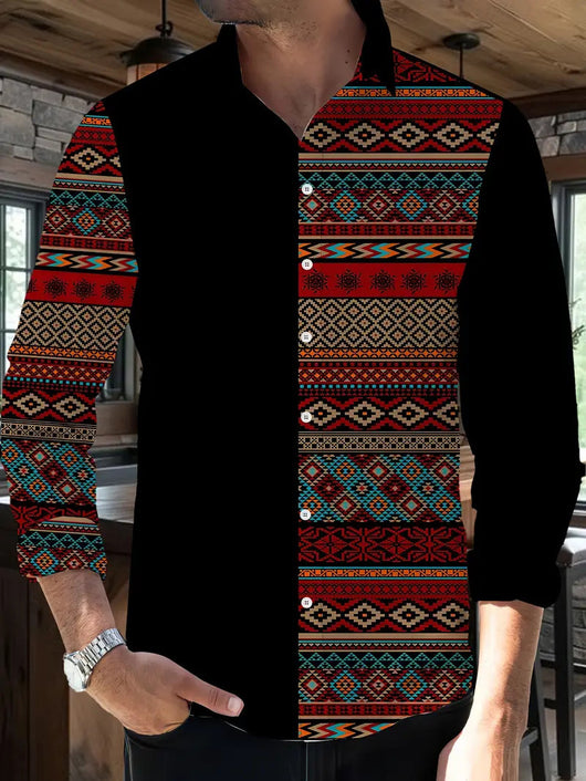 Camisa Manga Larga Estampada a Rayas para Hombre - Image 25