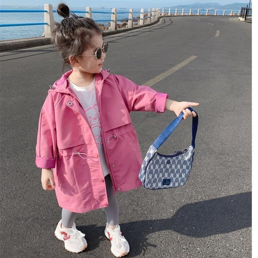 Chaqueta Cortaviento Infantil de Largo Medio en Colores Sólidos - Image 2
