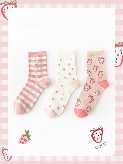 Calcetines de Algodón Personalizados con Diseño de Fresas - Image 4
