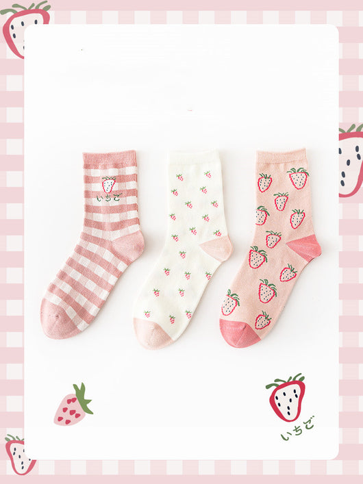 Calcetines de Algodón Personalizados con Diseño de Fresas - Image 4