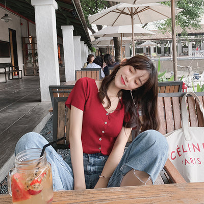 Conjunto Coreano Verano: Short Ajustado + Blusa Escote V - Image 43