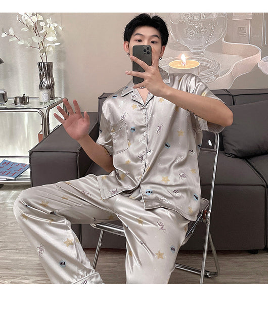 Pijama de Seda Artificial Ice Silk - Conjunto Fresco y Cómodo - Image 10