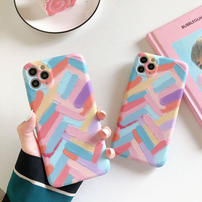 Funda Móvil Rayas de Color con Líquido Suave - Image 5