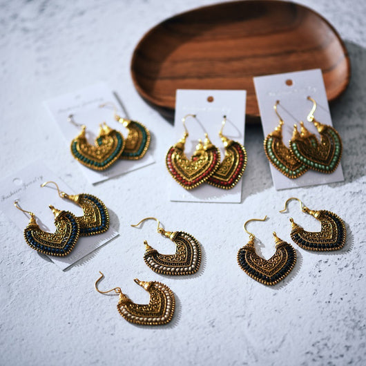 Aretes Tejidos en Forma de Corazón