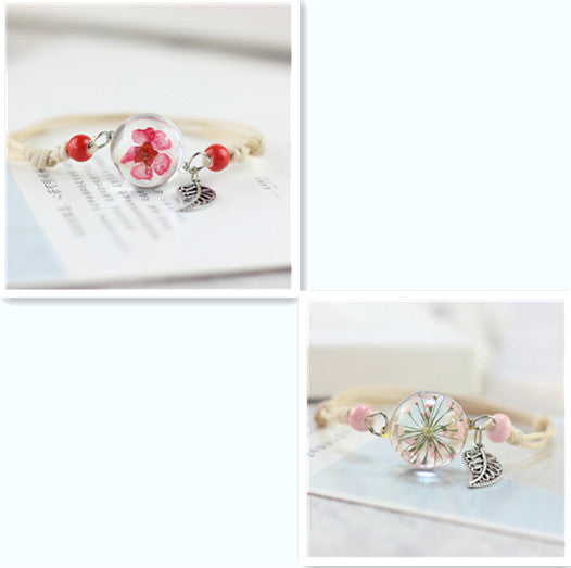 Pulsera Esfera de Cristal con Flores Secas - Diente de León y Estrellas - Image 39