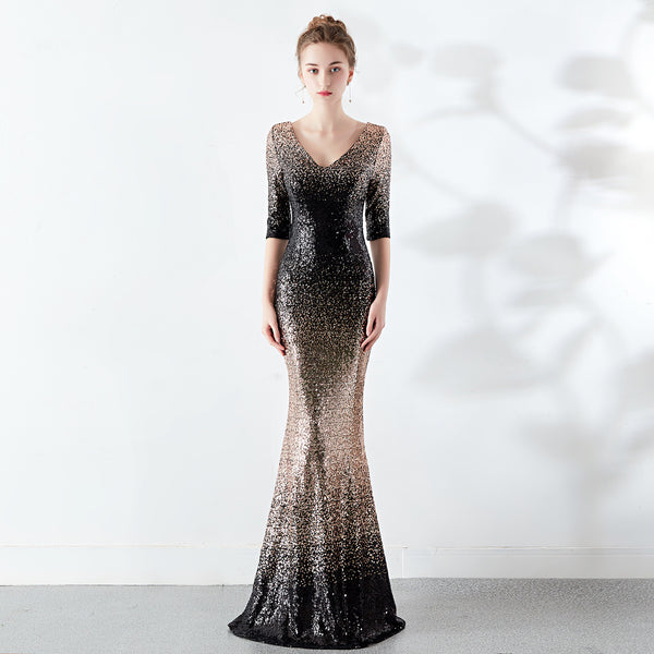 Vestido Ajustado Cola de Pez con Lentejuelas - Image 64