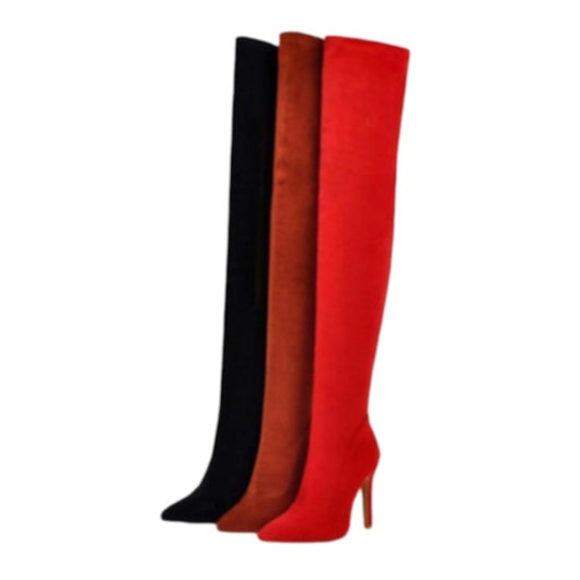 Botas Rojas Altas con Caña Elástica para Mujer - Image 4