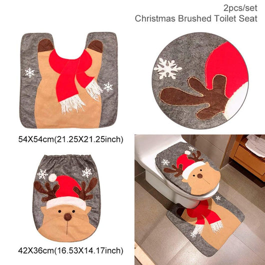 Juego de Decoración Navideña para Baño - Cortina de Ducha y Funda de Inodoro Papá Noel - Image 5