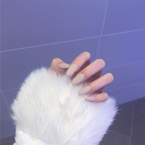 Uñas Postizas Khaki Mate - Set de 24 Piezas