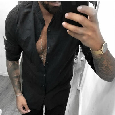 Camisa Casual de Algodón y Lino Transpirable para Hombre - Image 10